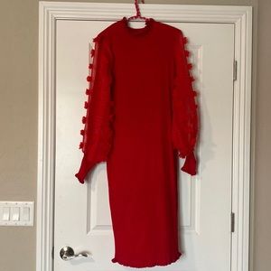 Red knit holiday dress